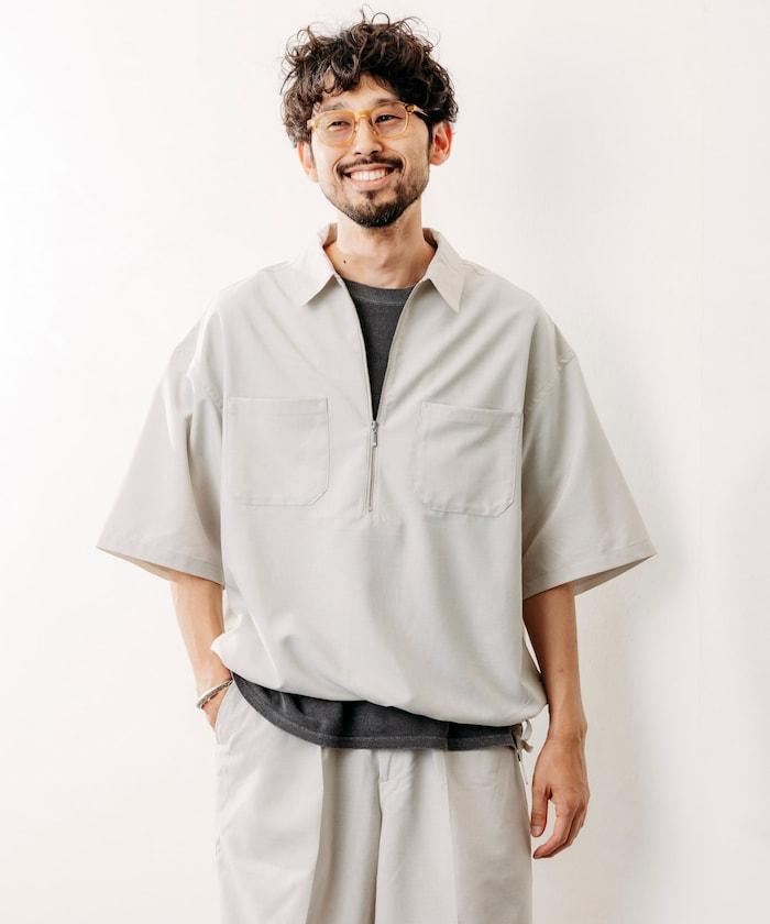 Reflax 功能性材料 輕鬆合身 半拉鍊襯衫 短袖