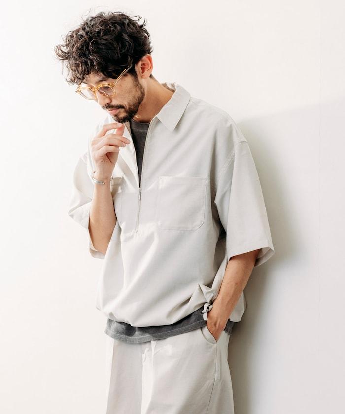 Reflax 功能性材料 輕鬆合身 半拉鍊襯衫 短袖