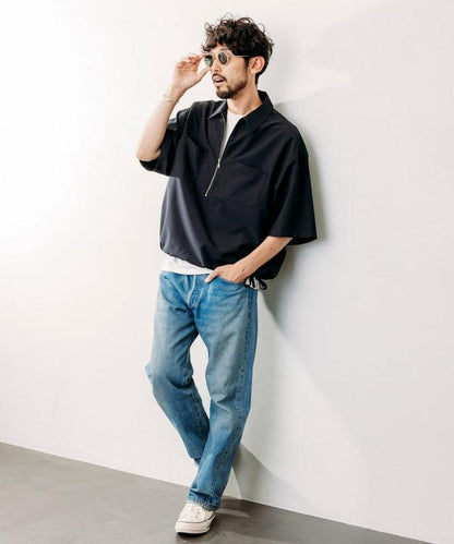 Reflax 功能性材料 輕鬆合身 半拉鍊襯衫 短袖