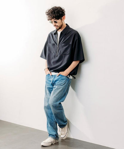 Reflax 功能性材料 輕鬆合身 半拉鍊襯衫 短袖