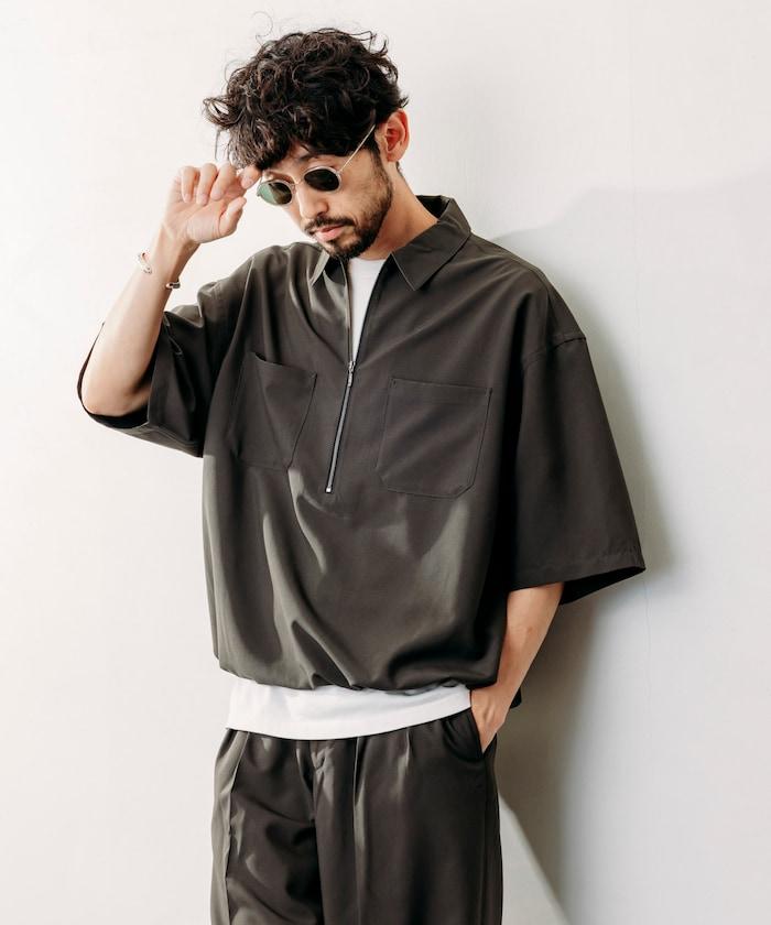 Reflax 功能性材料 輕鬆合身 半拉鍊襯衫 短袖