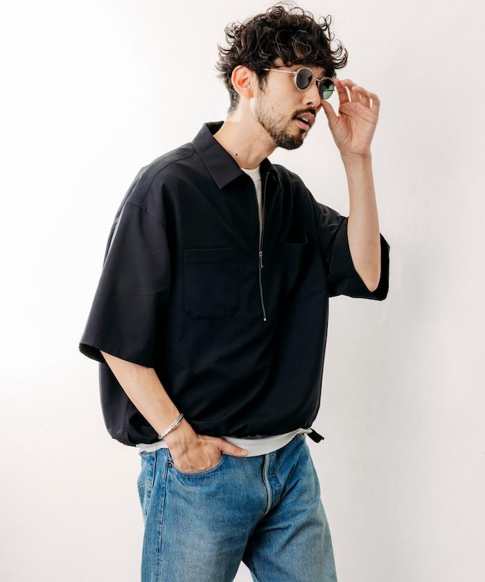 Reflax 功能性材料 輕鬆合身 半拉鍊襯衫 短袖