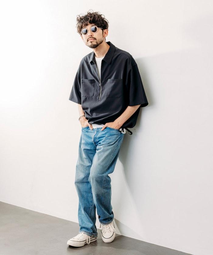 Reflax 功能性材料 輕鬆合身 半拉鍊襯衫 短袖