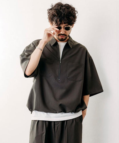 Reflax 功能性材料 輕鬆合身 半拉鍊襯衫 短袖