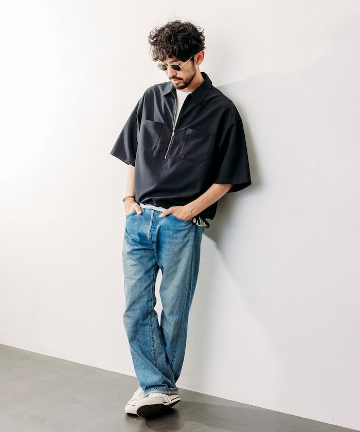 Reflax 功能性材料 輕鬆合身 半拉鍊襯衫 短袖