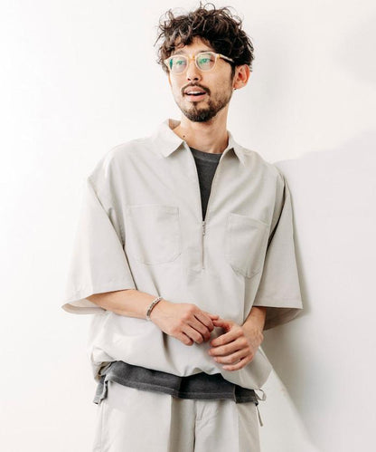 Reflax 功能性材料 輕鬆合身 半拉鍊襯衫 短袖