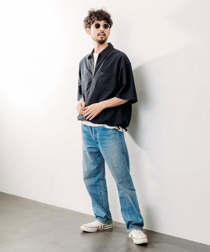 Reflax 功能性材料 輕鬆合身 半拉鍊襯衫 短袖