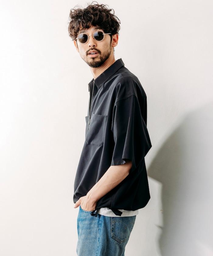 Reflax 功能性材料 輕鬆合身 半拉鍊襯衫 短袖