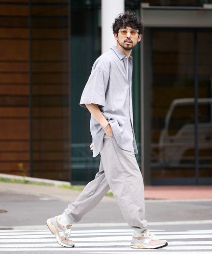 寬鬆直筒尼龍運動褲 / 錐形剪裁 輕便尼龍褲
