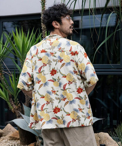 輕鬆合身 可水洗 人造絲 開領 夏威夷襯衫 短袖