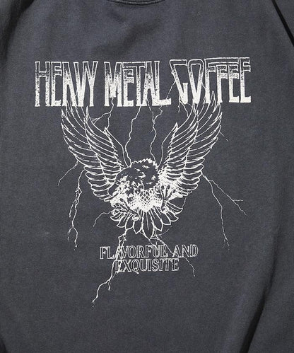 大號剪裁 皮革染色 裂紋印花 圓領T恤 / 重金屬咖啡 【限定推出】