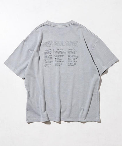 大號剪裁 皮革染色 裂紋印花 圓領T恤 / 重金屬咖啡 【限定推出】