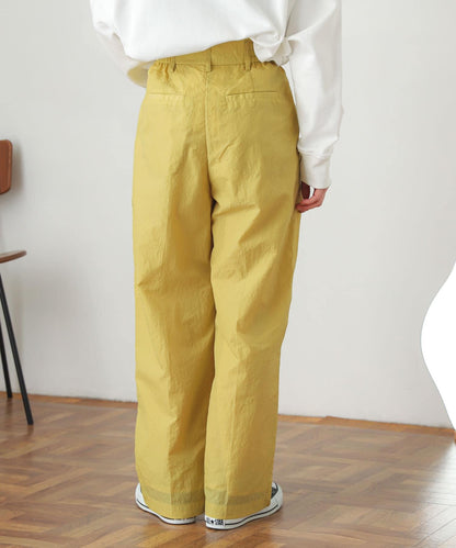 高腰褶皺長褲