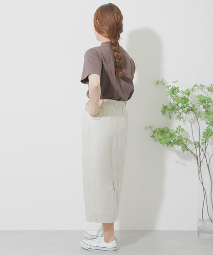 亞麻人造絲裹身裙