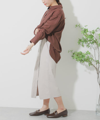亞麻人造絲裹身裙