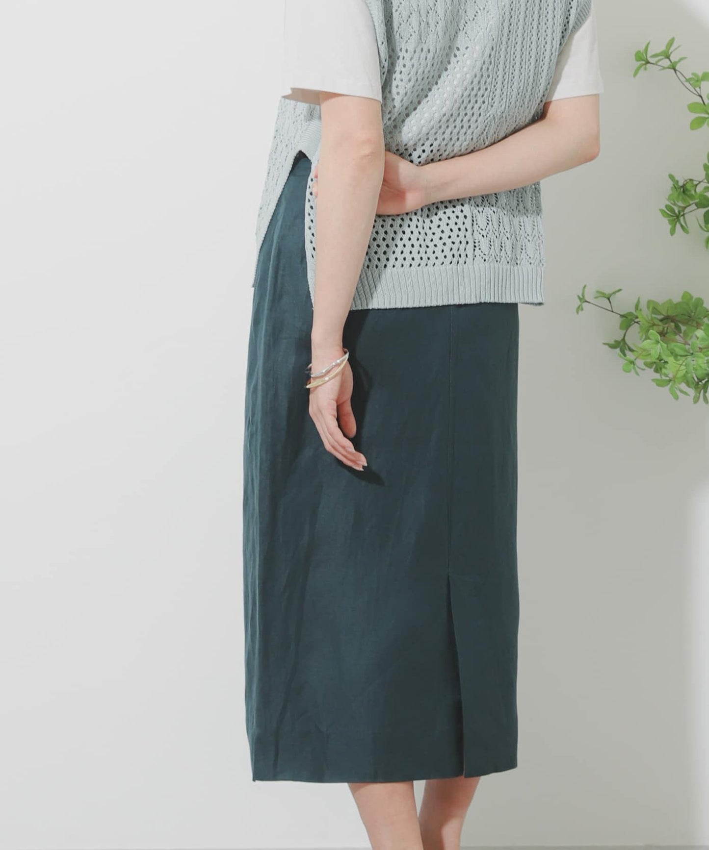 亞麻人造絲裹身裙