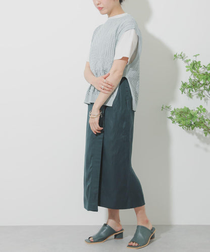 亞麻人造絲裹身裙