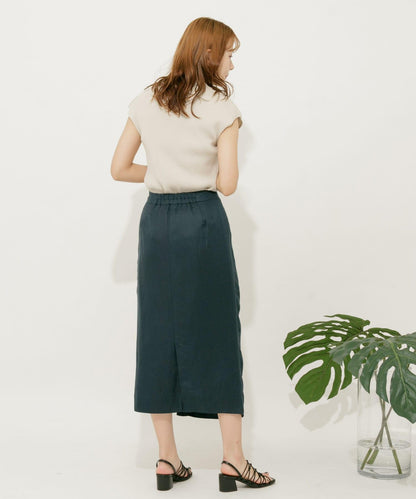 亞麻人造絲裹身裙