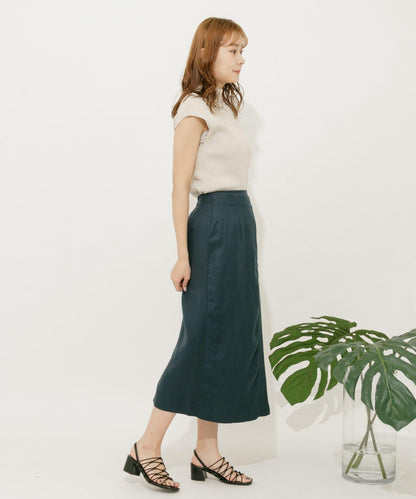 亞麻人造絲裹身裙