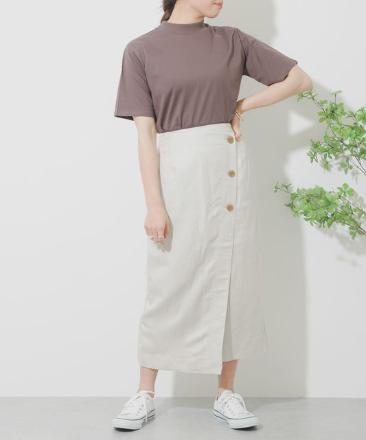 亞麻人造絲裹身裙