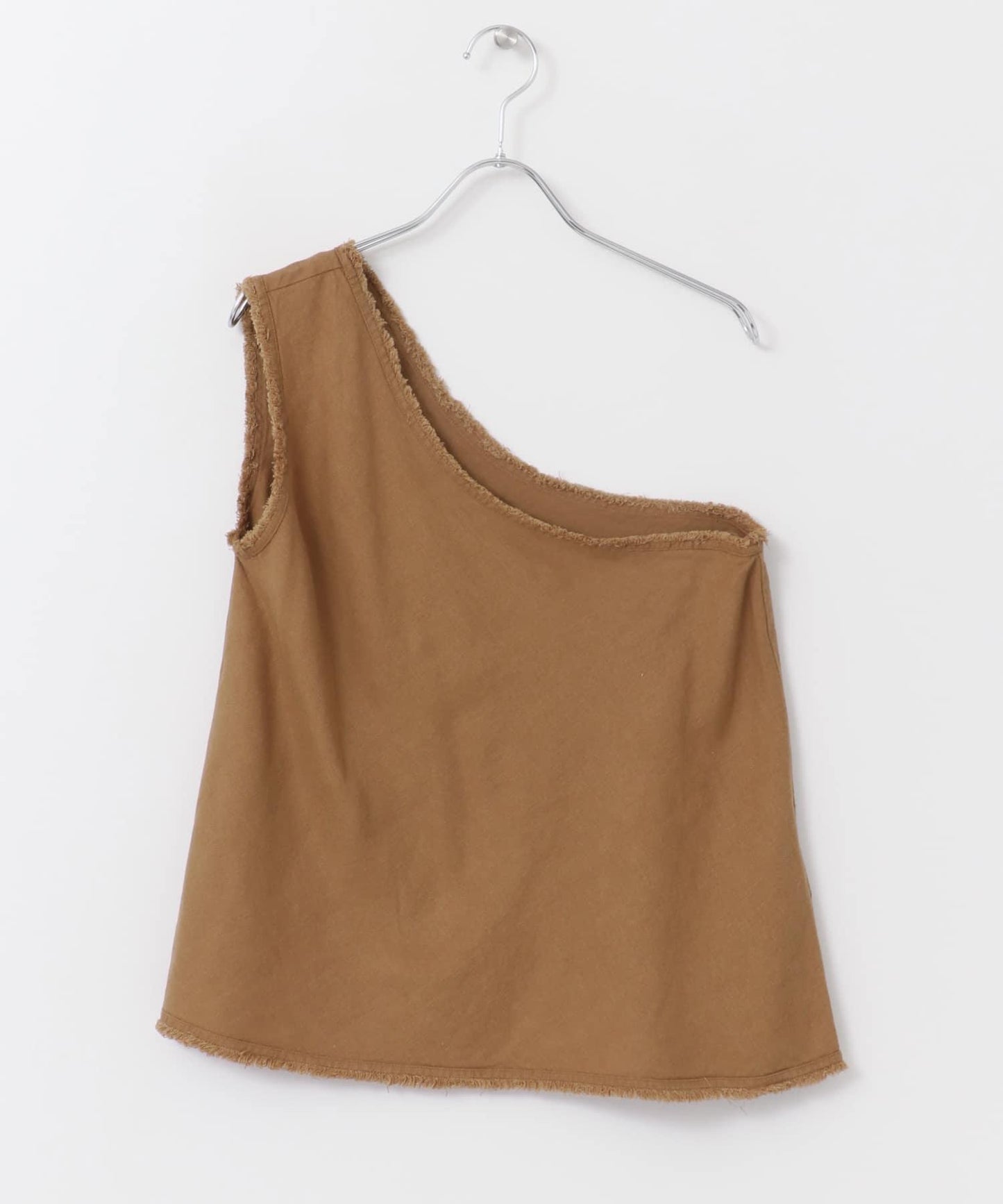 亞麻單肩上衣