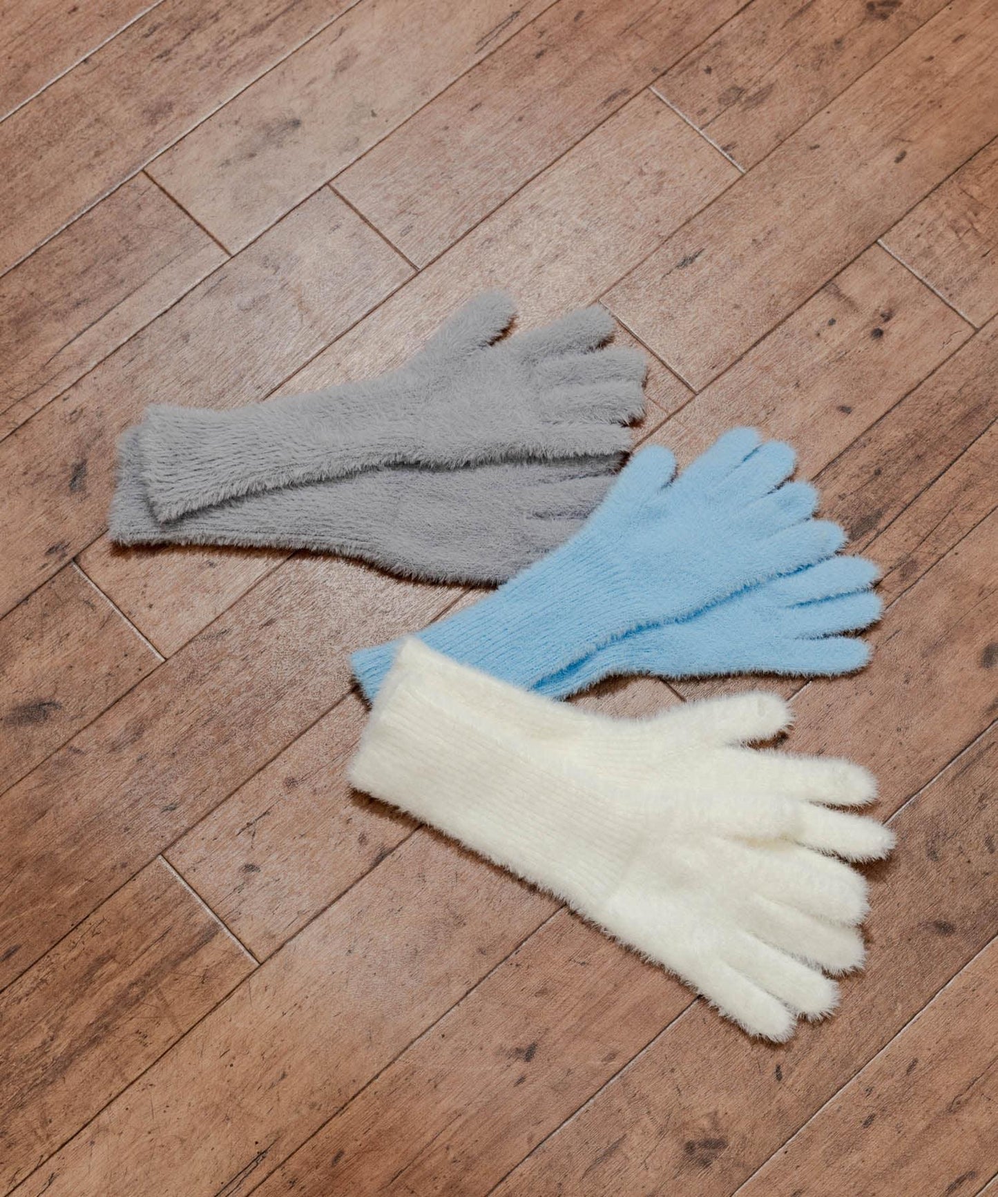 長款毛絨針織手套