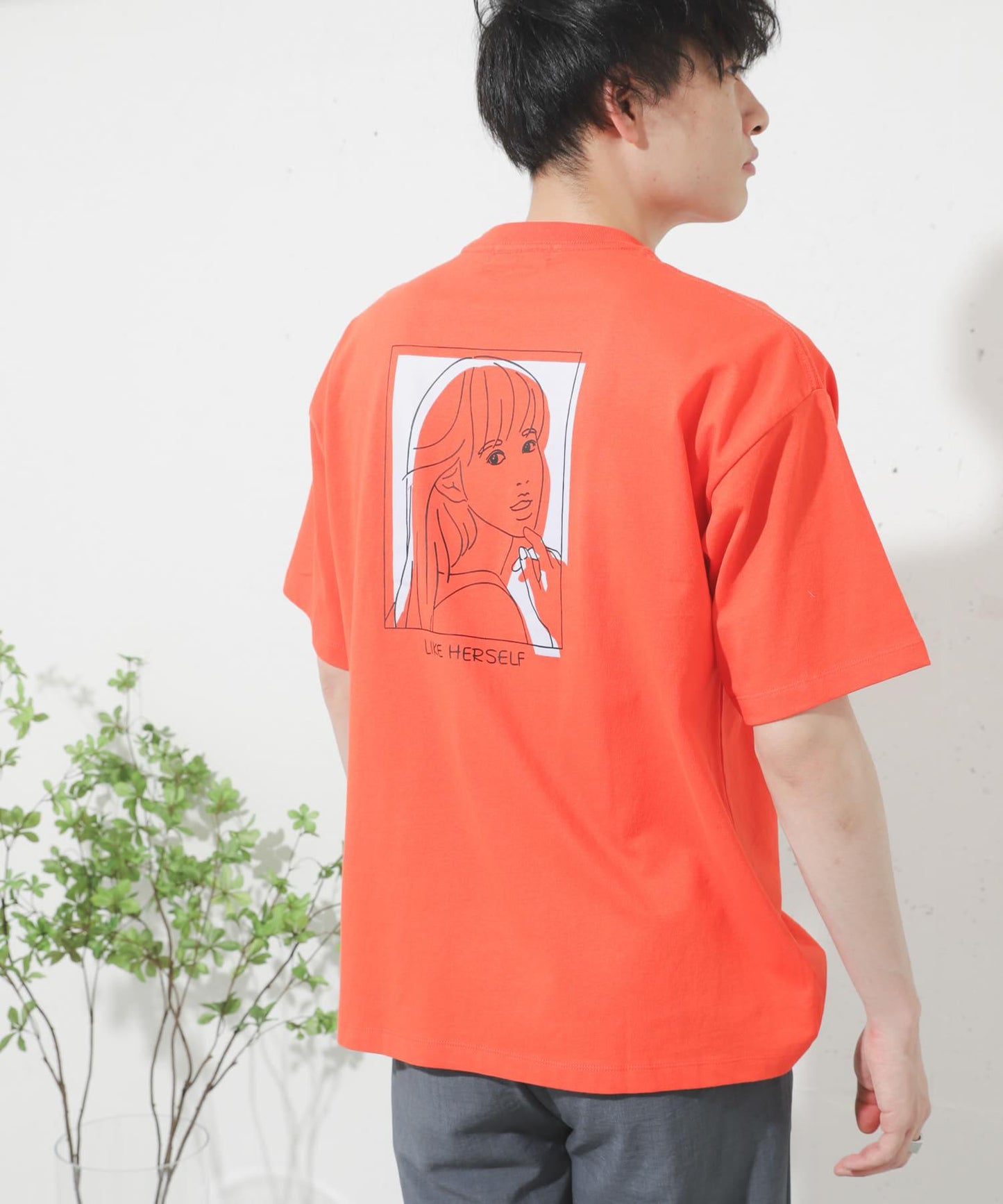 女孩圖案T恤（五分袖）