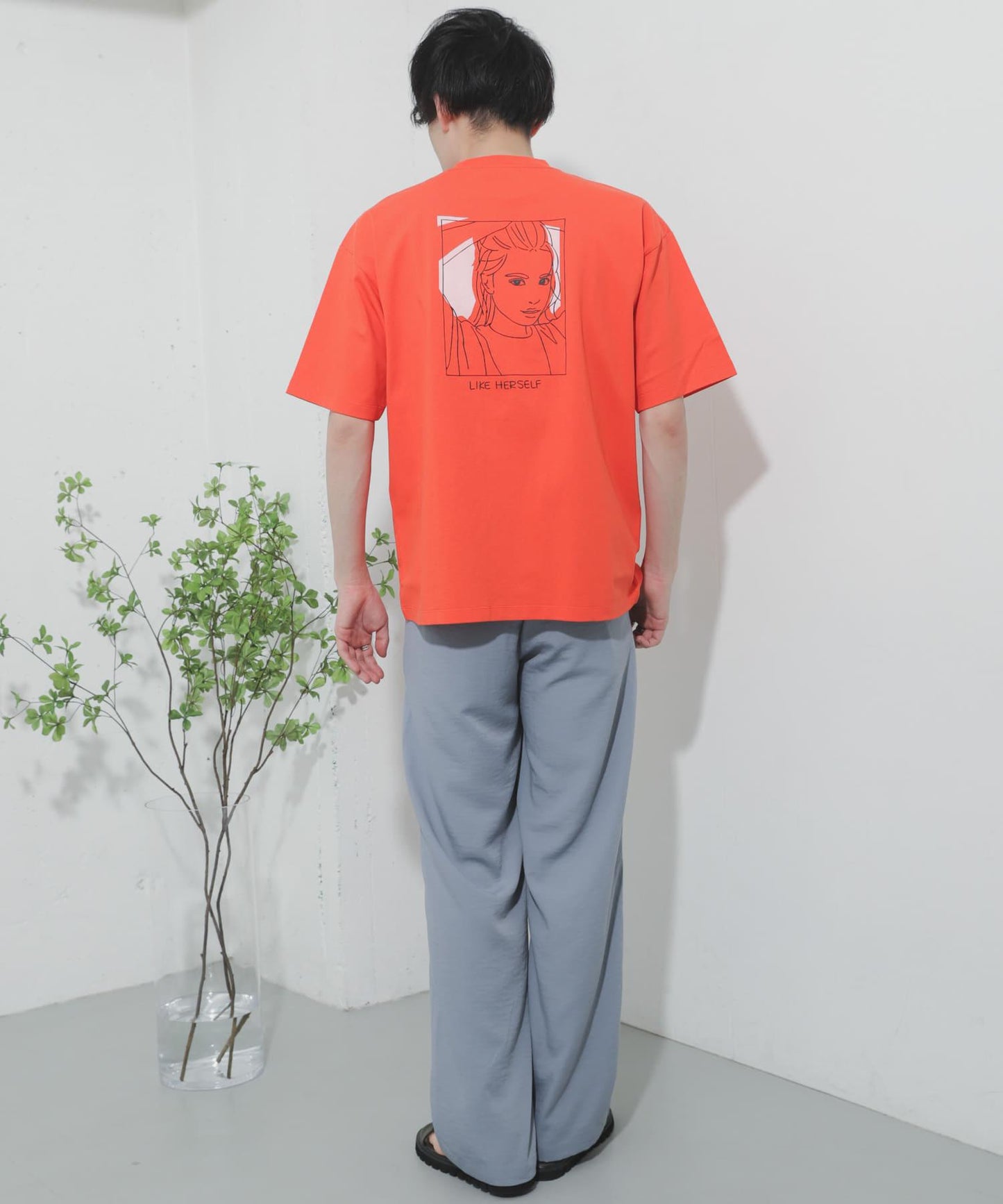 女孩圖案T恤（五分袖）