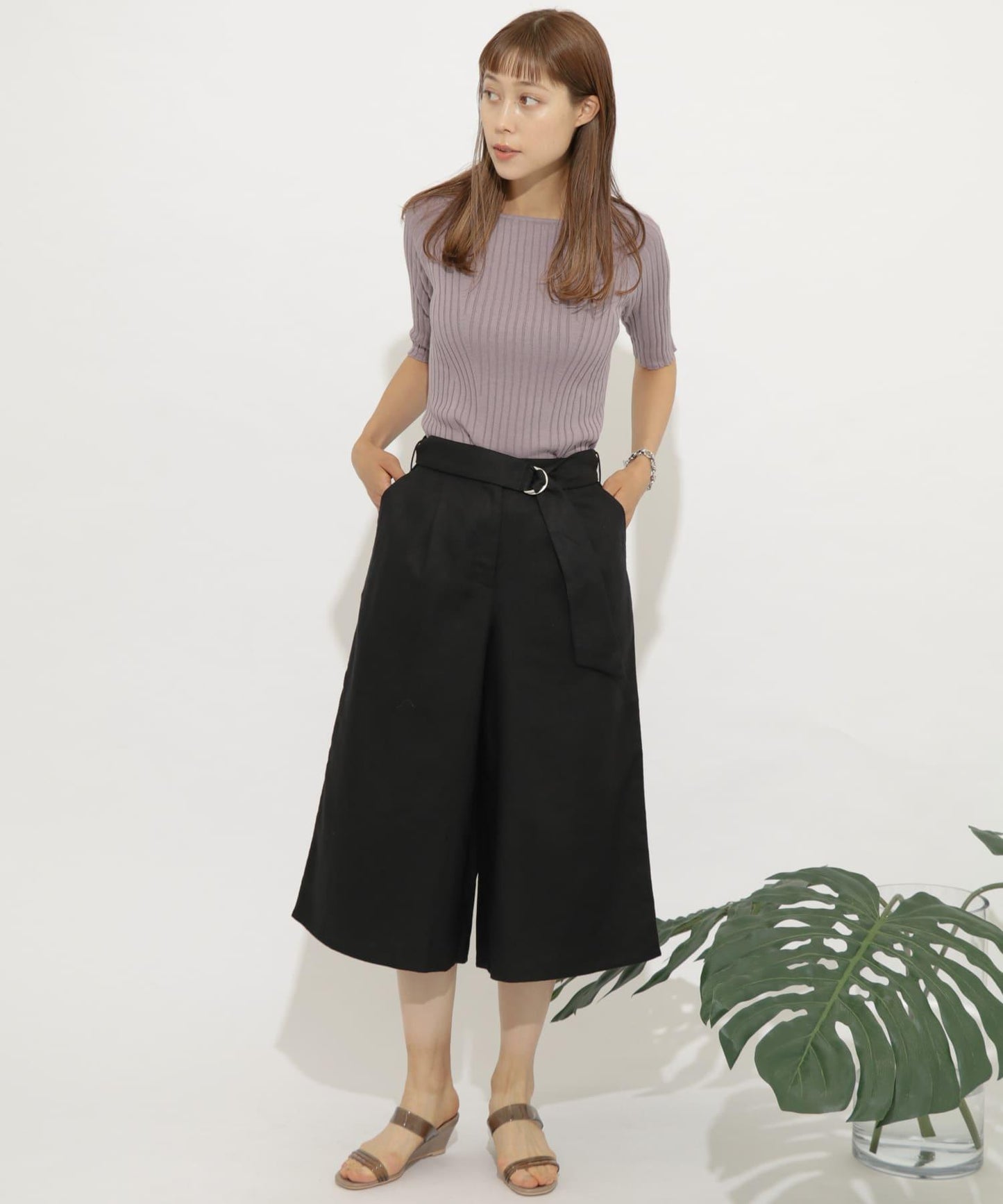 亞麻闊腿褲