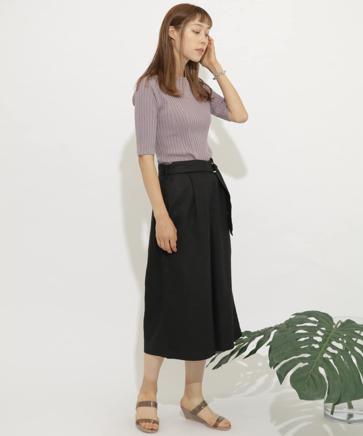 亞麻闊腿褲