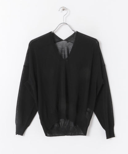 V領寬鬆透視針織衫