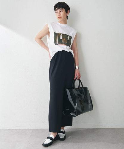 針織喬其開衩半身裙
