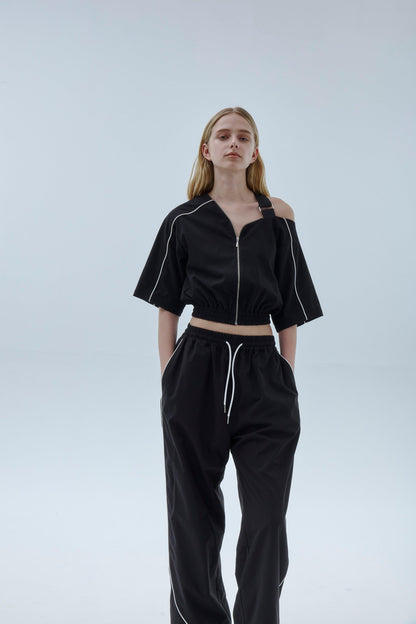 對比色拼接上衣