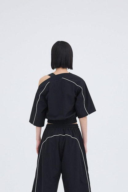 對比色拼接上衣