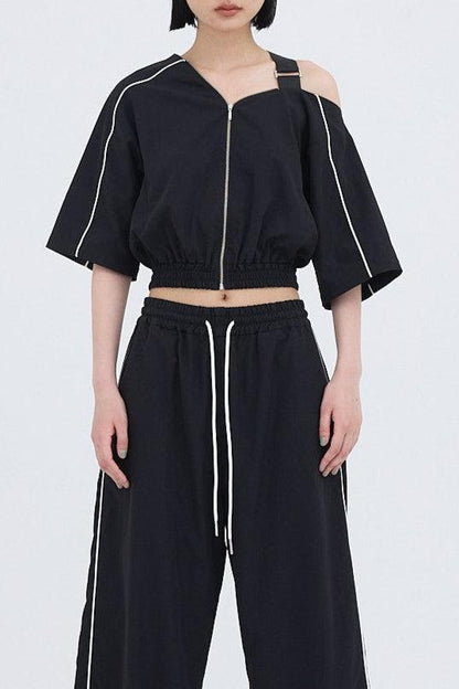 對比色拼接上衣