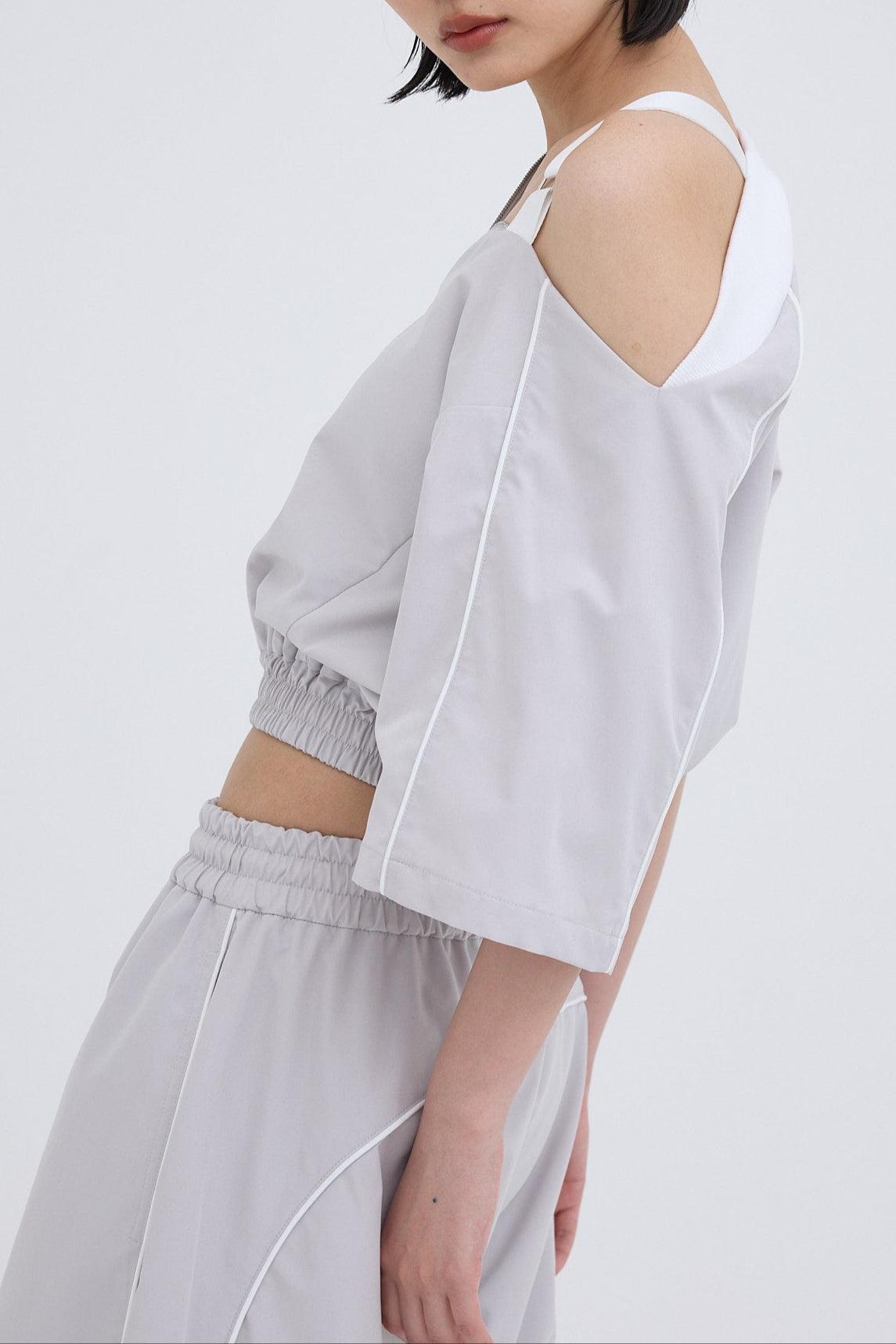 對比色拼接上衣