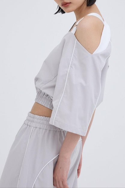 對比色拼接上衣