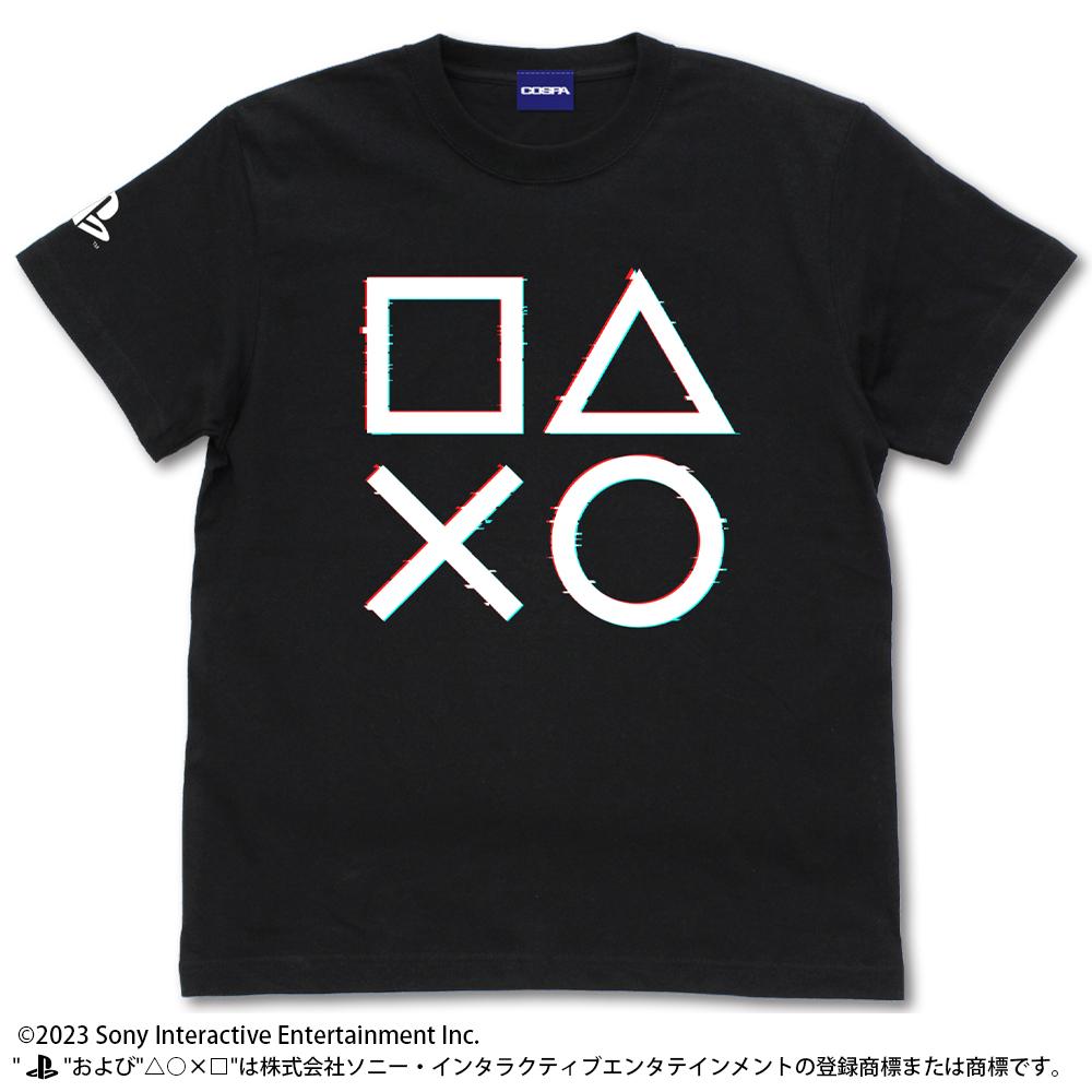《PlayStation》_L尺寸_T恤 for PlayStation 形狀標誌 故障版/黑色-