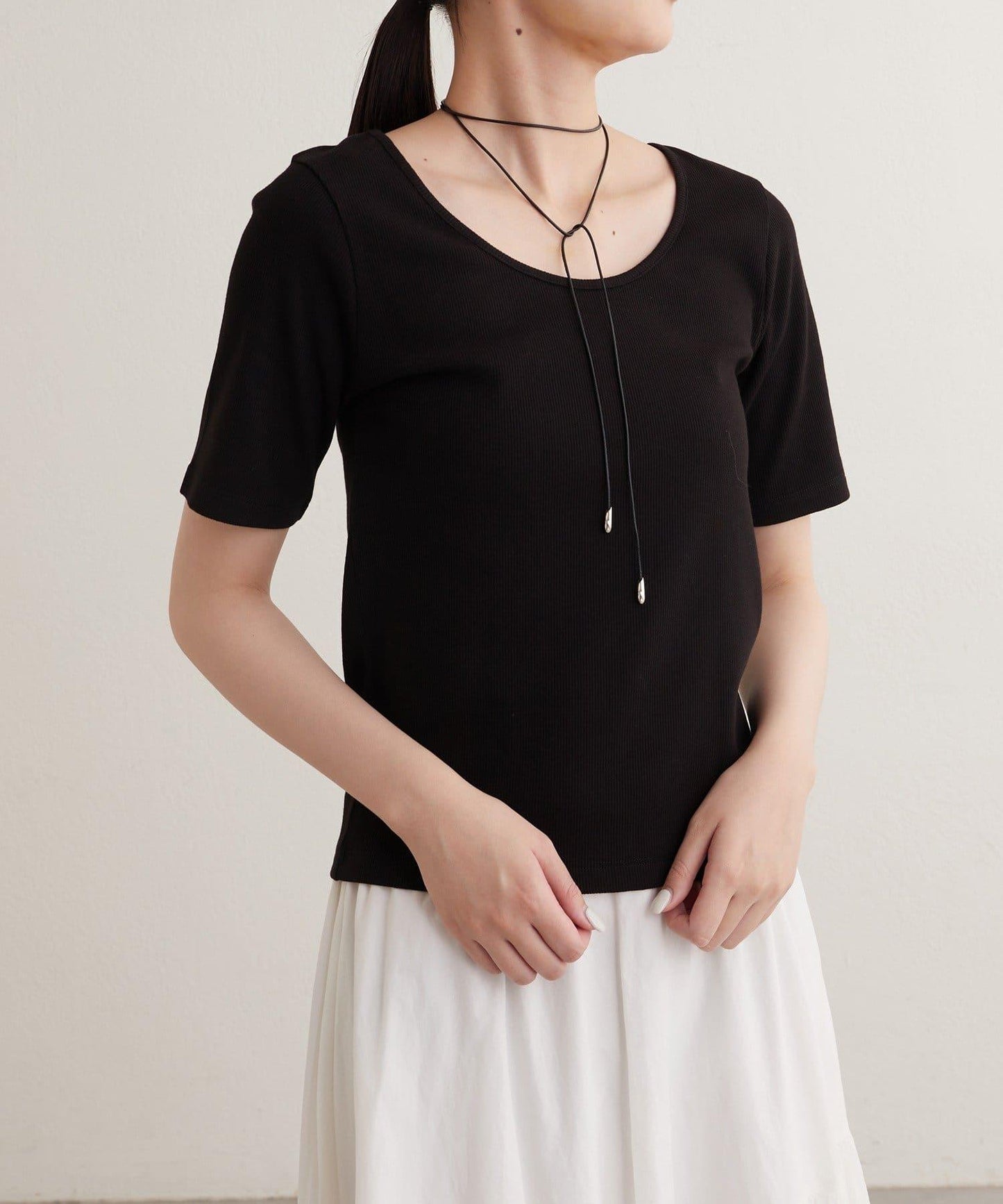 earthy_ O領羅紋TEE T恤