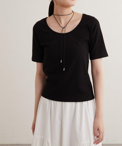 earthy_ O領羅紋TEE T恤