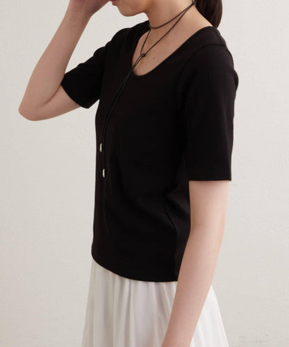 earthy_ O領羅紋TEE T恤