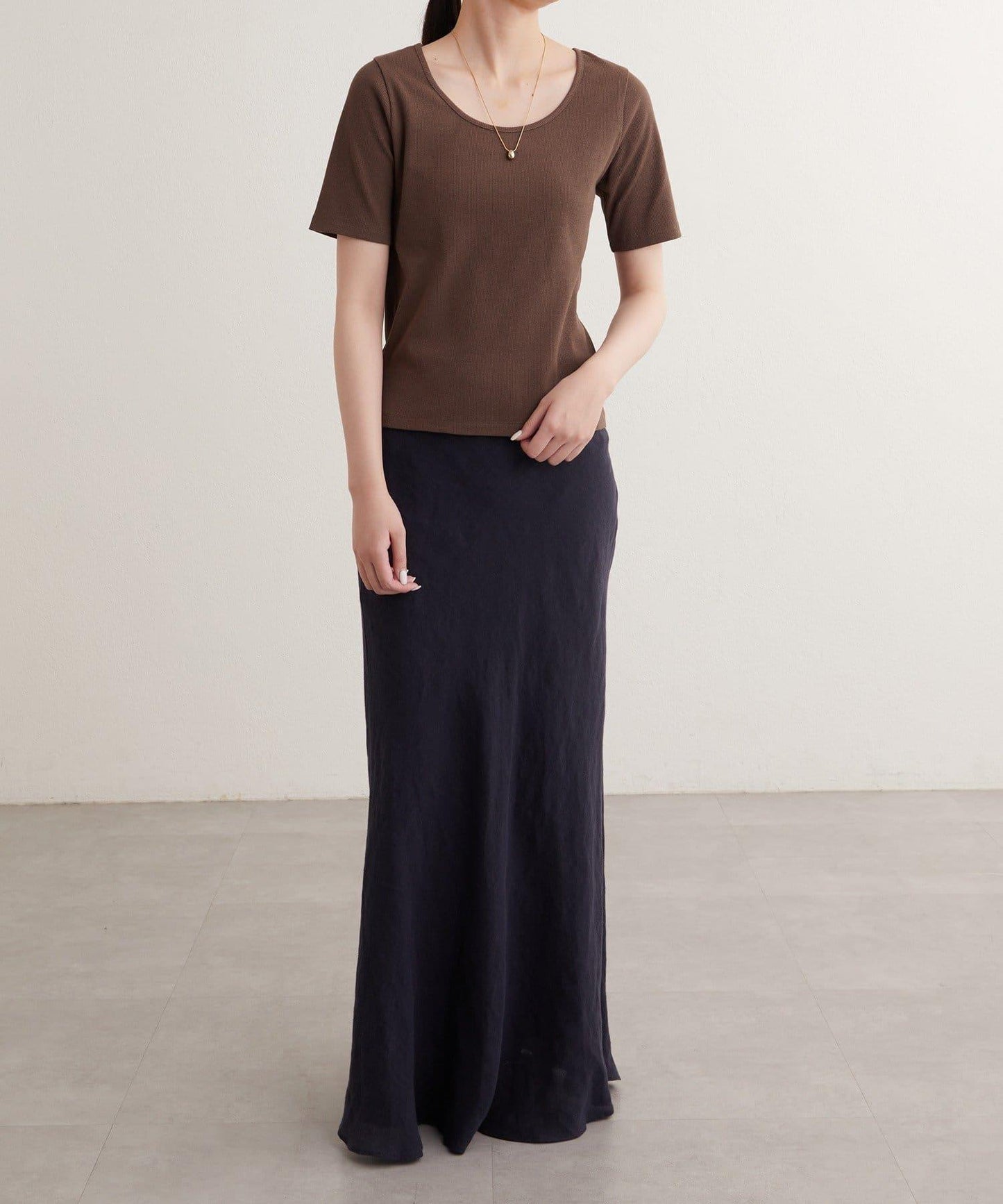 earthy_ O領羅紋TEE T恤