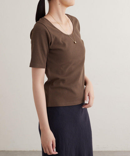 earthy_ O領羅紋TEE T恤