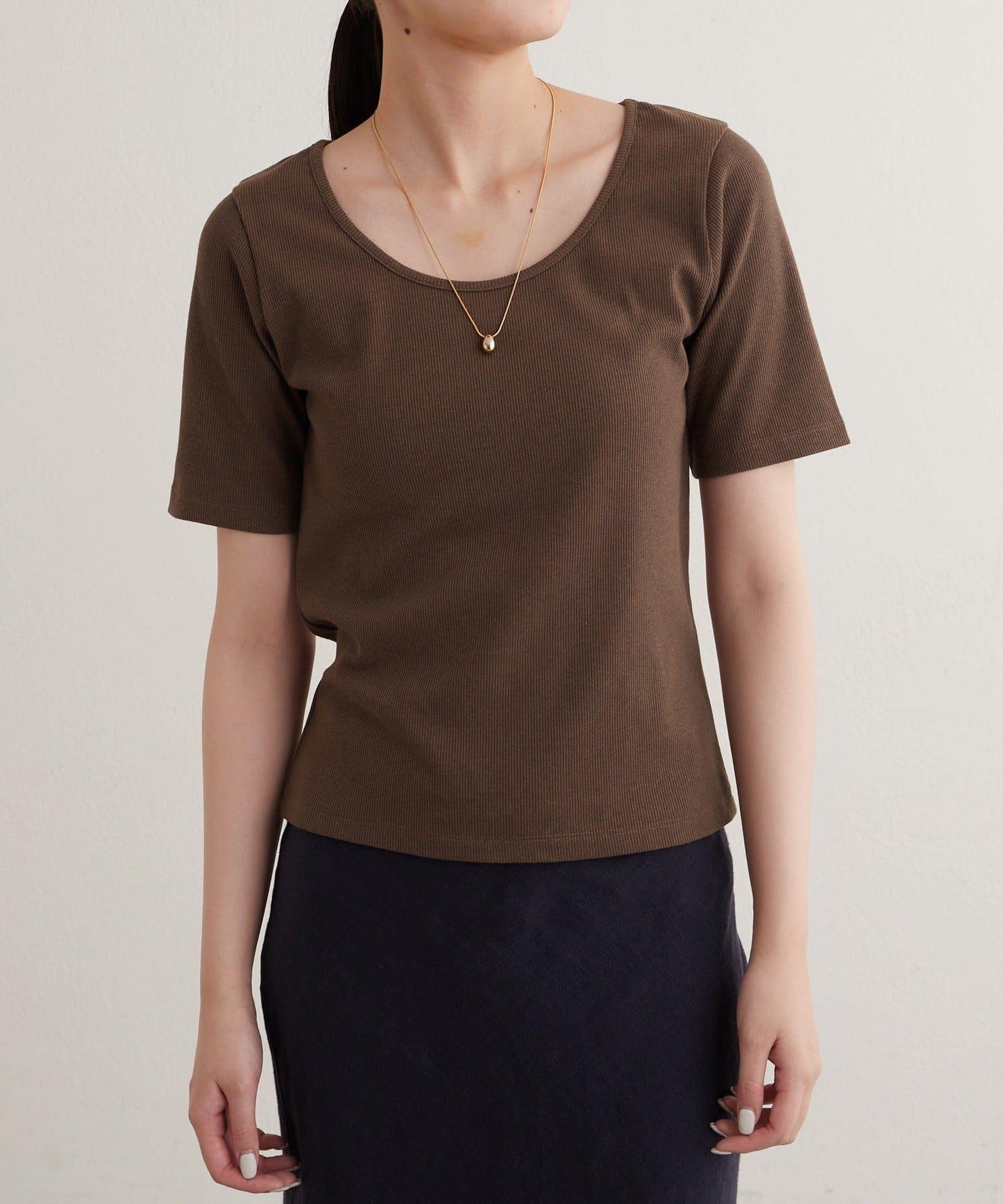 earthy_ O領羅紋TEE T恤