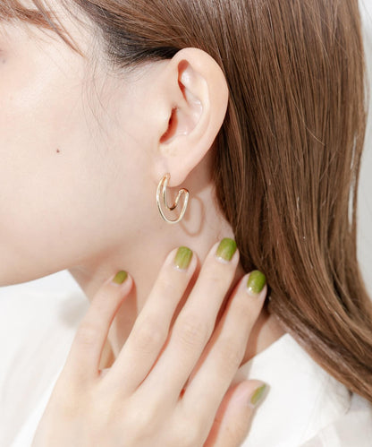 2WAY鏈條橢圓耳環