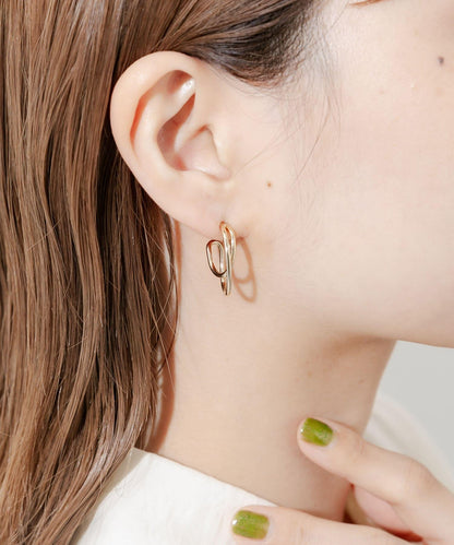 2WAY鏈條橢圓耳環
