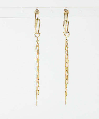 2WAY鏈條橢圓耳環