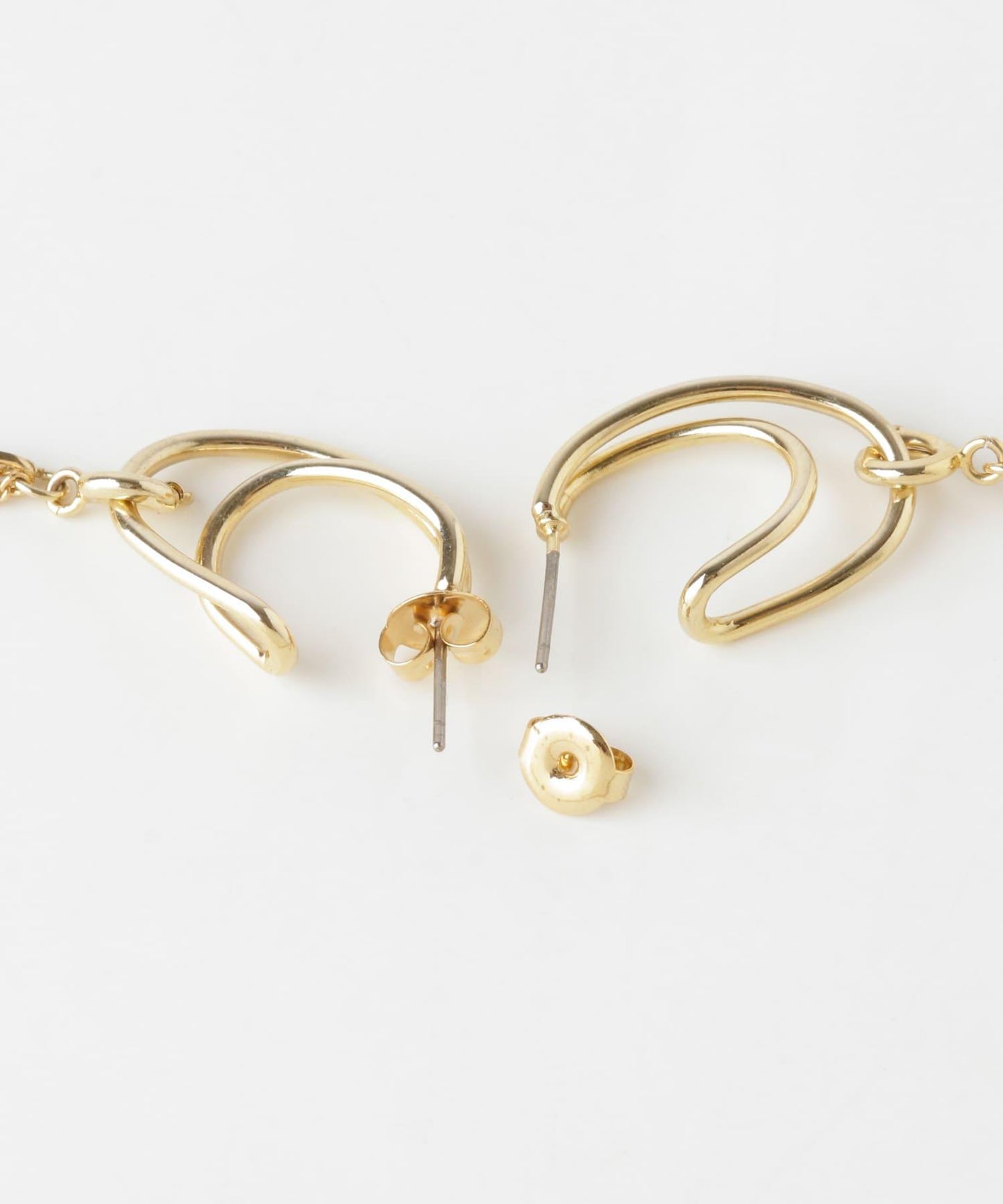 2WAY鏈條橢圓耳環