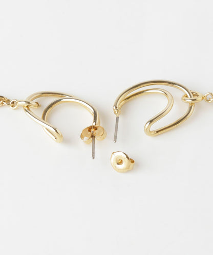 2WAY鏈條橢圓耳環