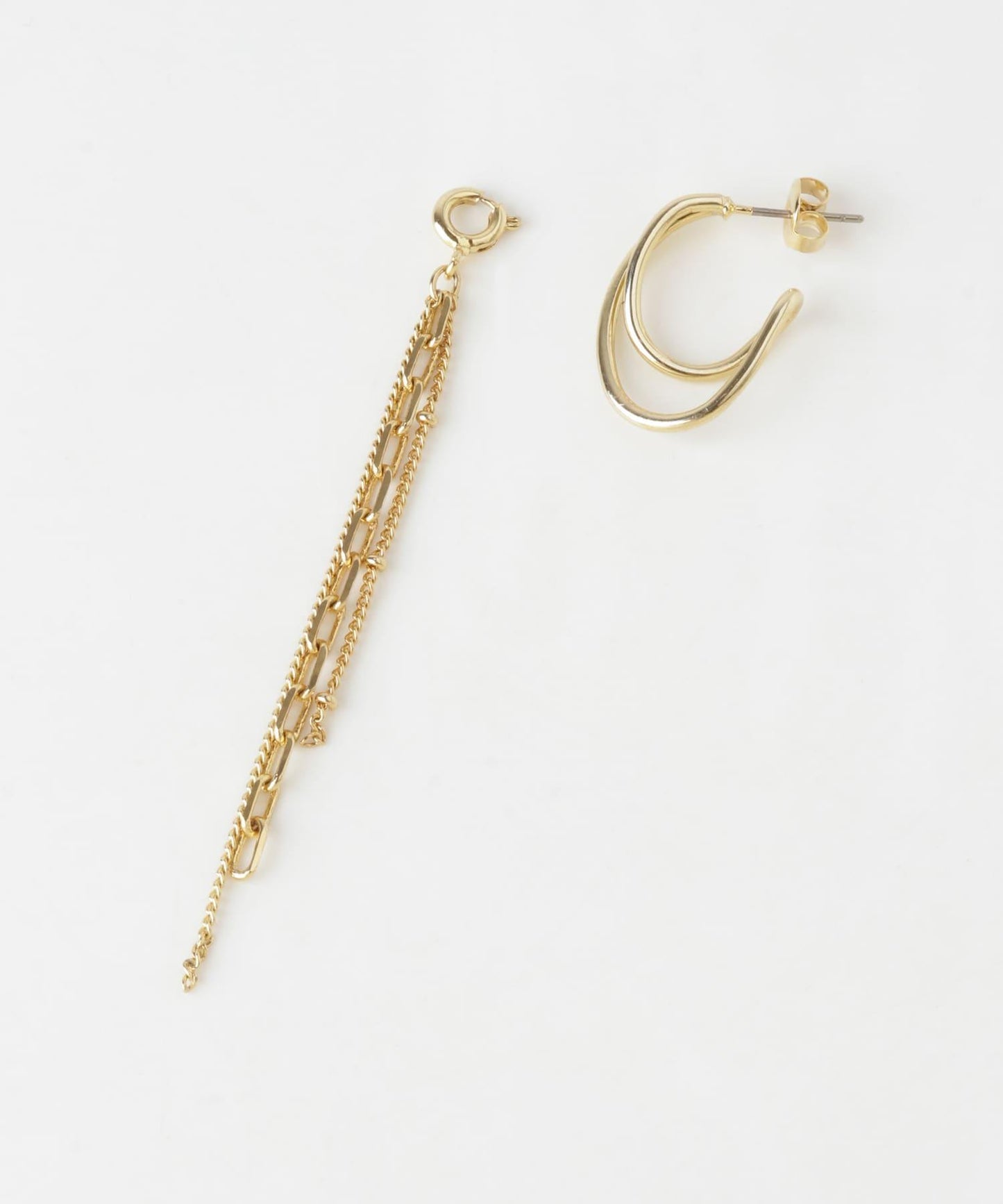 2WAY鏈條橢圓耳環